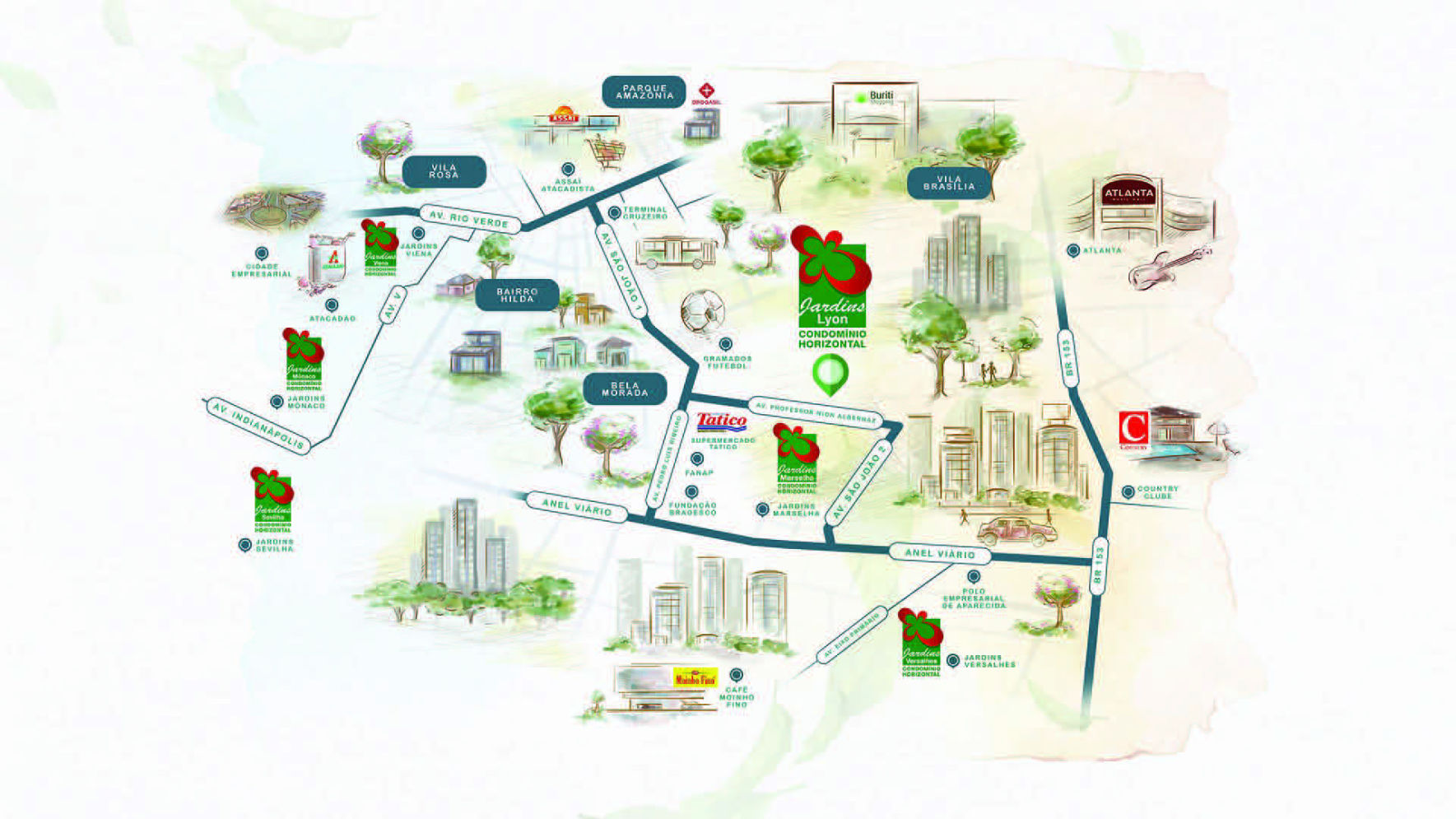 Localização do Condomínio  Jardins Lyon